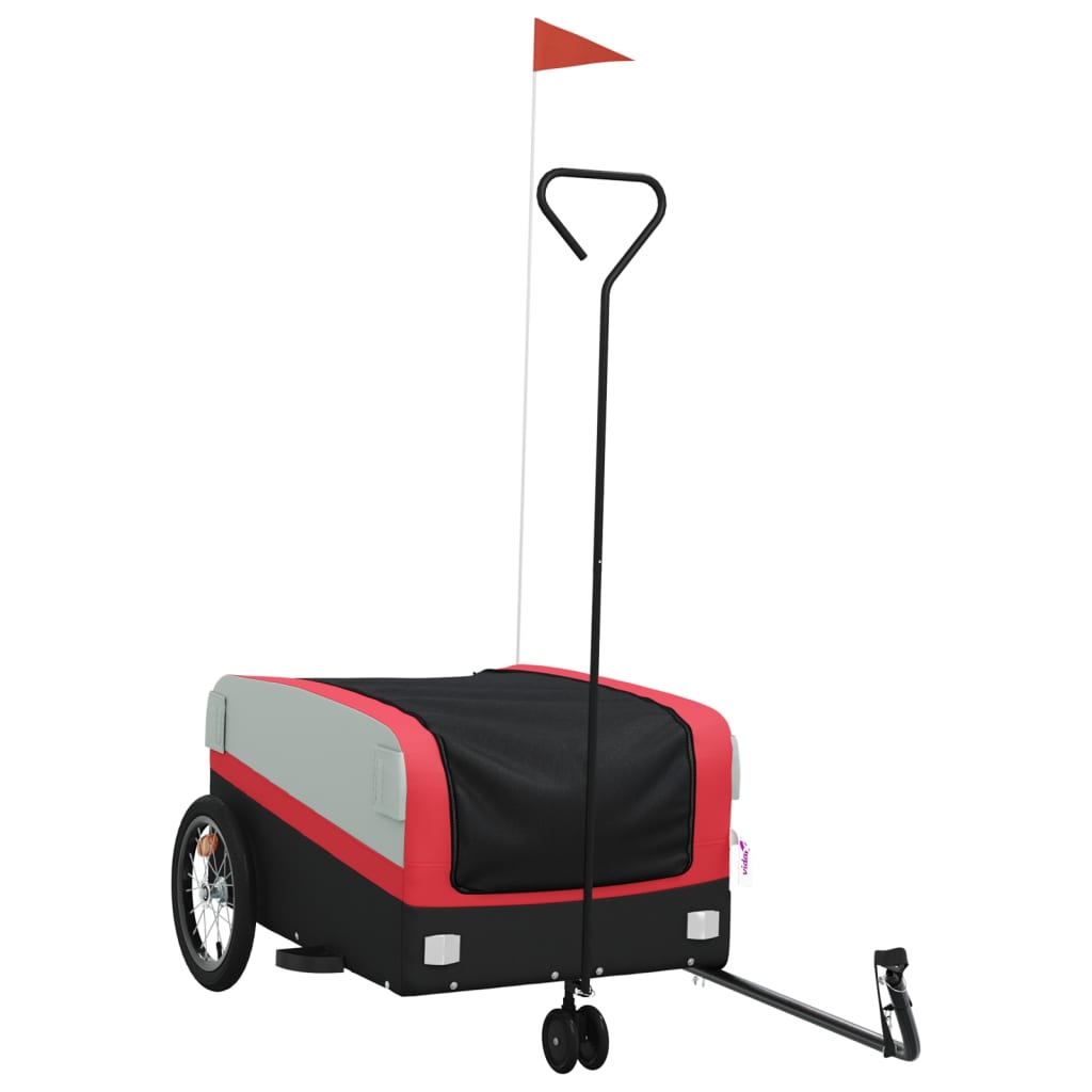 vidaXL Reboque para bicicleta 45 kg ferro preto e vermelho