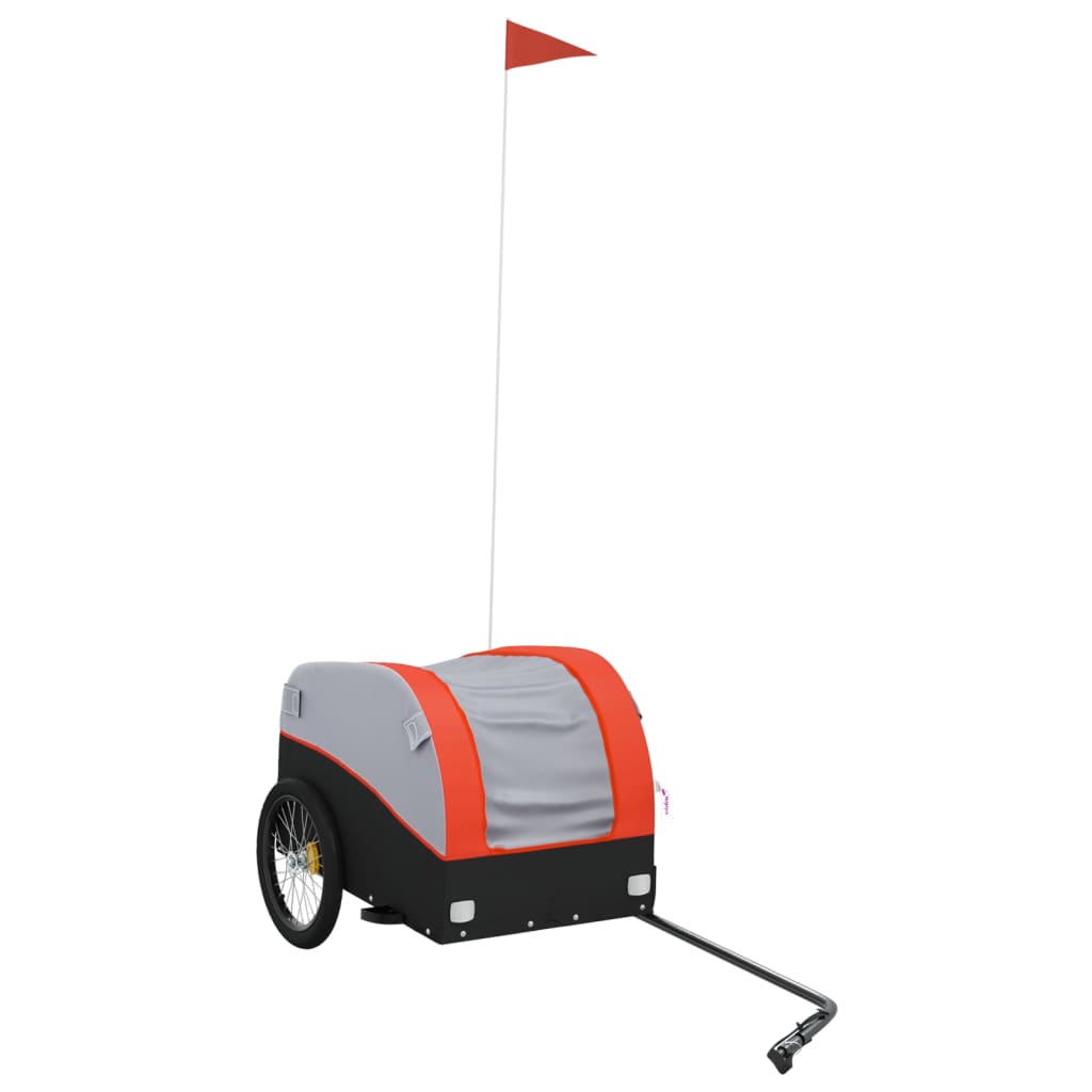 vidaXL Reboque para bicicleta 30 kg ferro preto e laranja