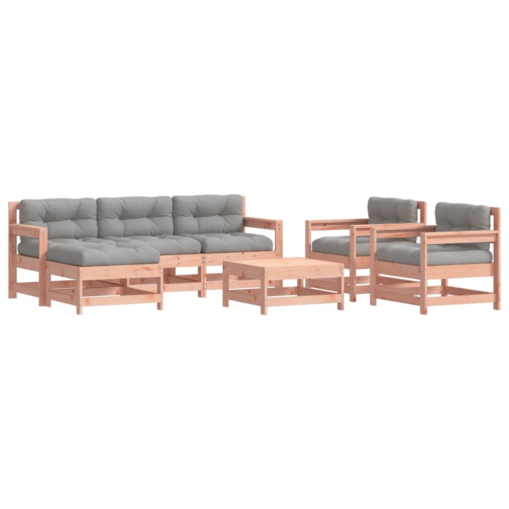 vidaXL 7 pcs conjunto lounge de jardim com almofadões douglas maciça
