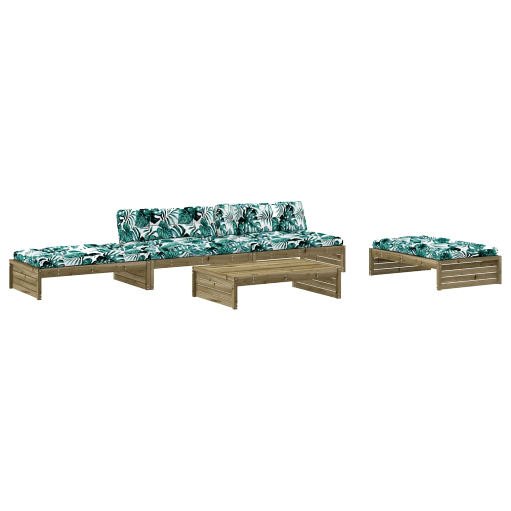 vidaXL 5 pcs conjunto lounge de jardim c/ almofadões pinho impregnado