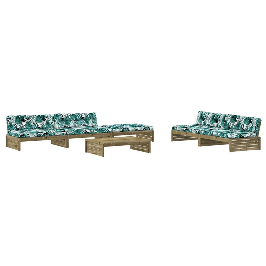 vidaXL 6 pcs conjunto lounge de jardim c/ almofadões pinho impregnado