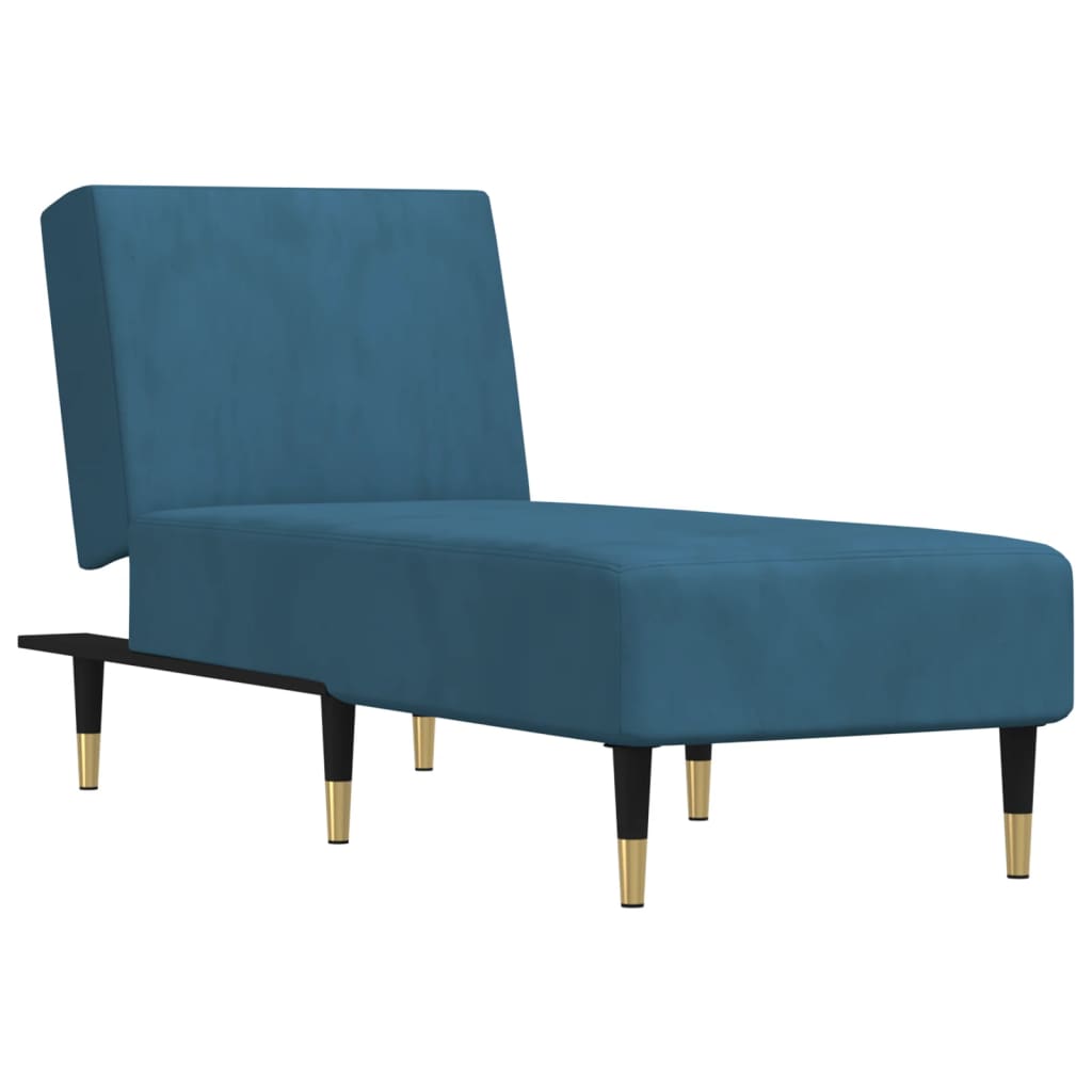 vidaXL Chaise longue veludo azul