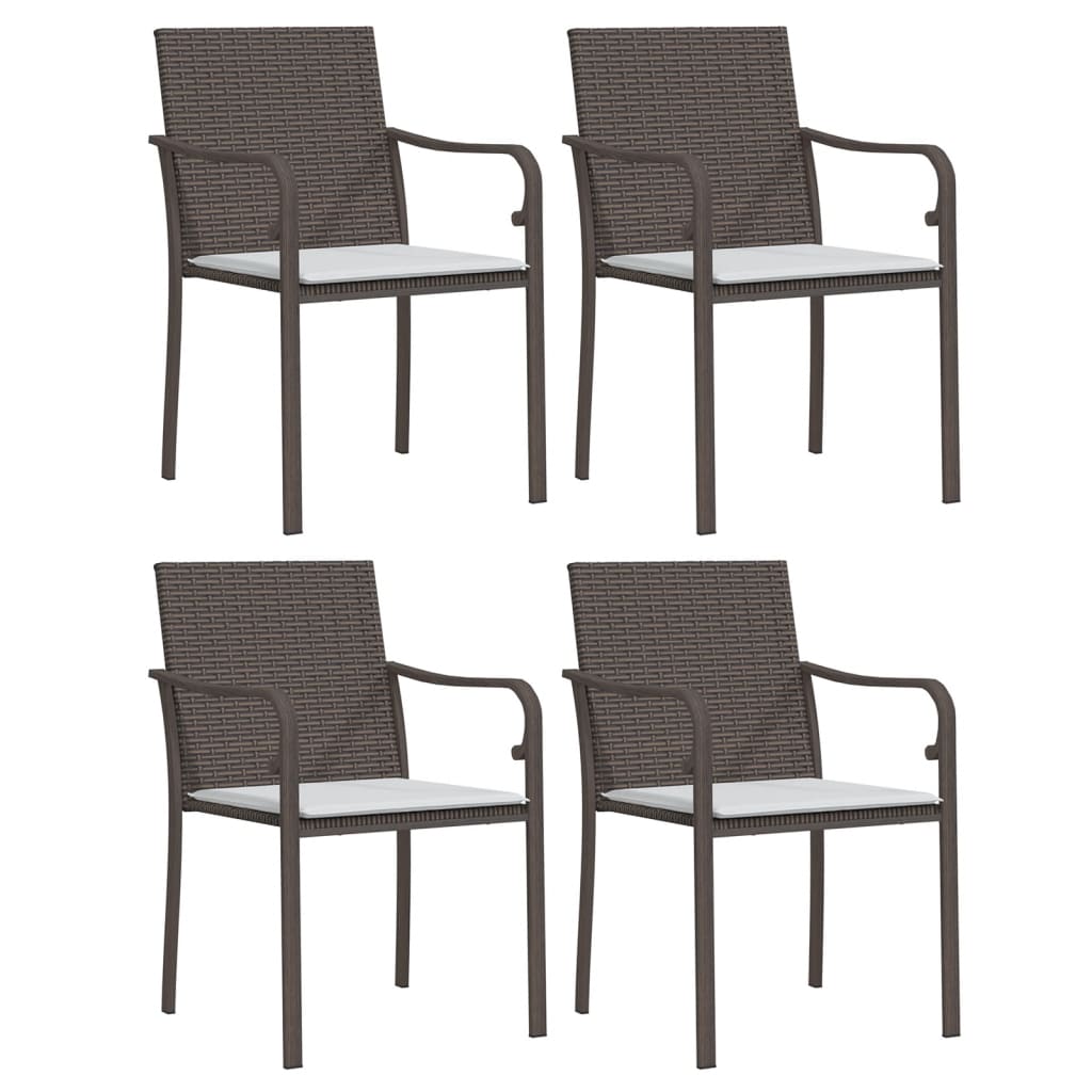 vidaXL Cadeiras jardim c/ almofadões 4pcs 56x59x84 cm vime PE castanho