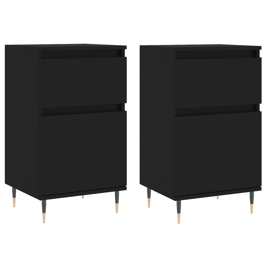 vidaXL Aparadores 2 pcs 40x35x70 cm derivados de madeira preto