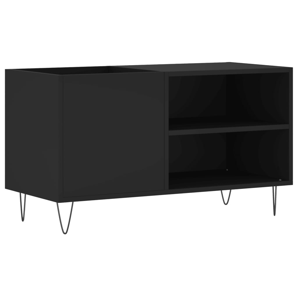 vidaXL Armário para discos 85x38x48 cm derivados de madeira preto