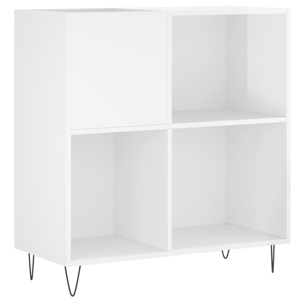 vidaXL Armário p/ discos 84,5x38x89 cm deriv. madeira branco brilhante