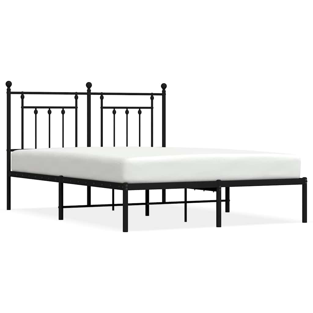 vidaXL Estrutura de cama em metal com cabeceira 150x200 cm preto