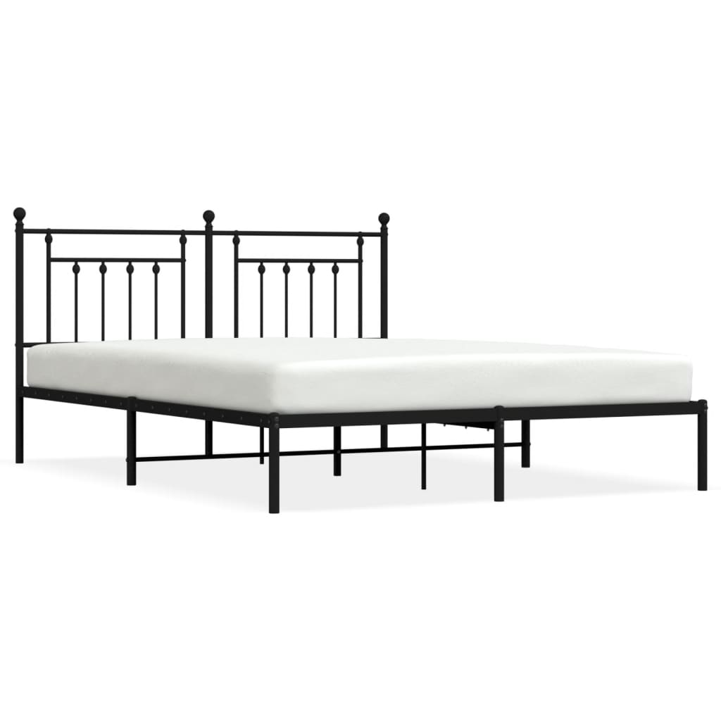 vidaXL Estrutura de cama em metal com cabeceira 180x200 cm preto