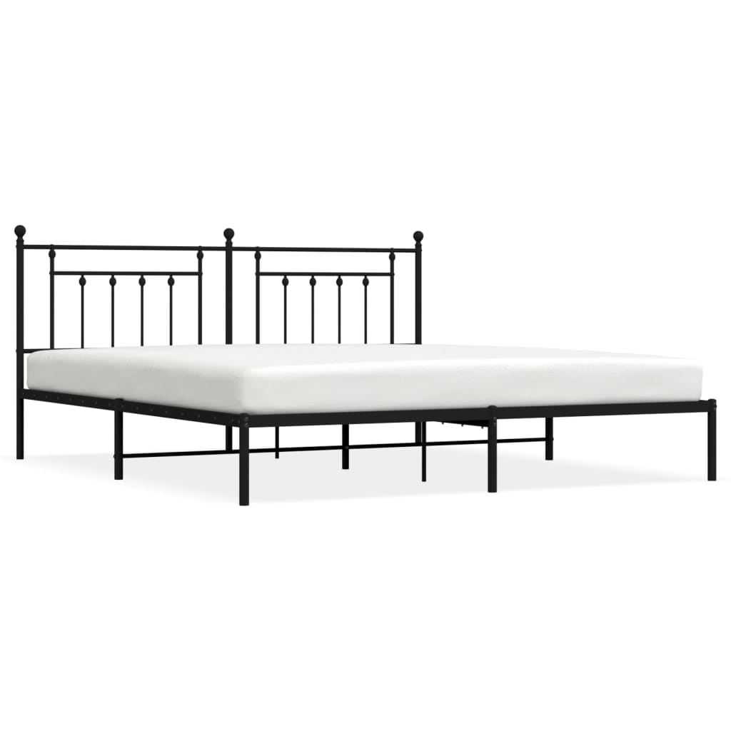 vidaXL Estrutura de cama com cabeceira 200x200 cm metal preto