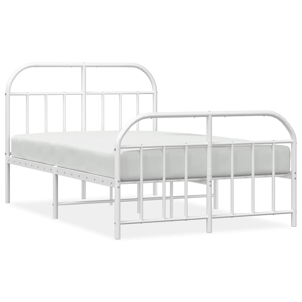 vidaXL Estrutura de cama com cabeceira e pés 120x200 cm metal branco