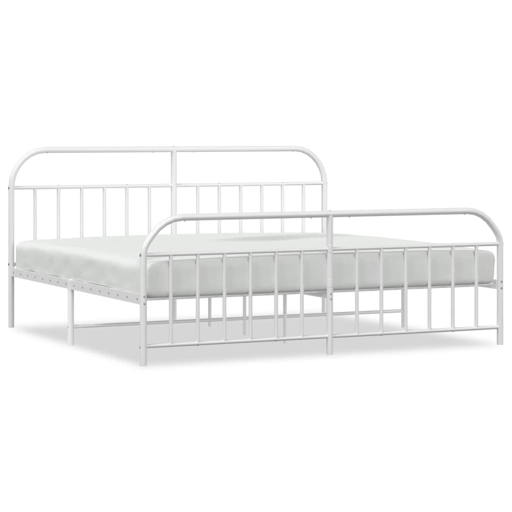 vidaXL Estrutura de cama com cabeceira e pés 200x200 cm metal branco