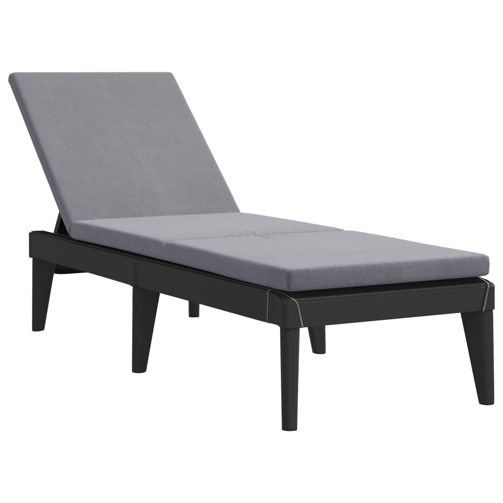 vidaXL Espreguiçadeira com almofadão 186x60x29 cm PP antracite
