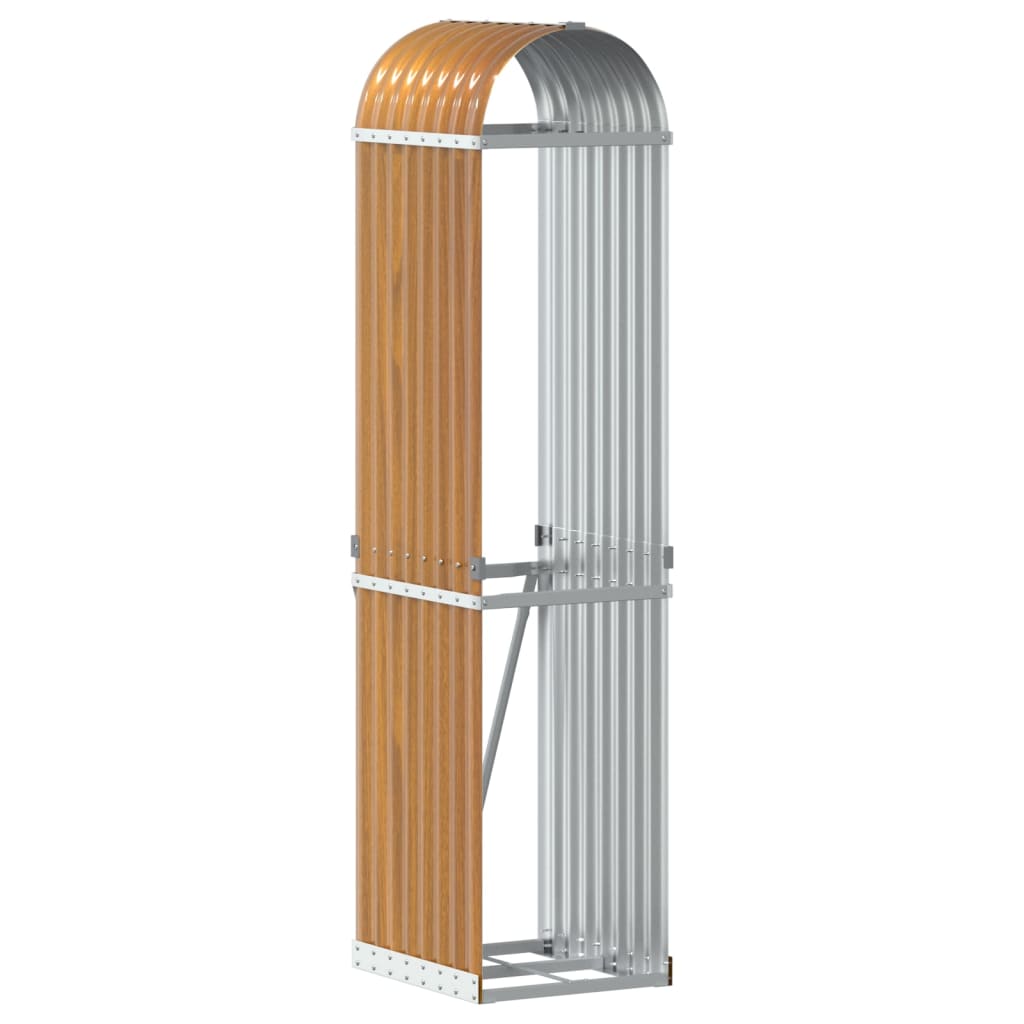 vidaXL Suporte de lenha 40x45x170 cm aço galvanizado aspeto de madeira
