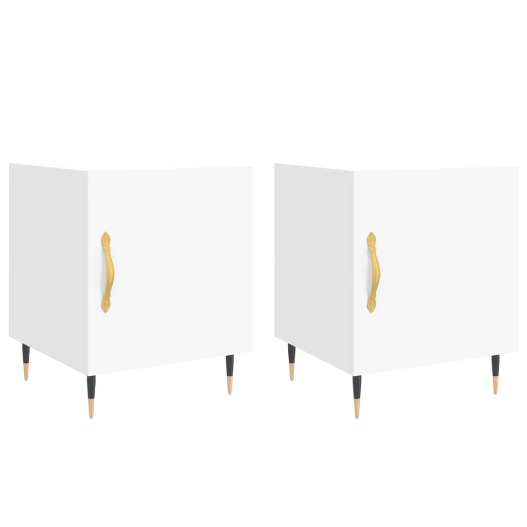 vidaXL Mesa de cabeceira 2 pcs 40x40x50 cm derivados de madeira branco