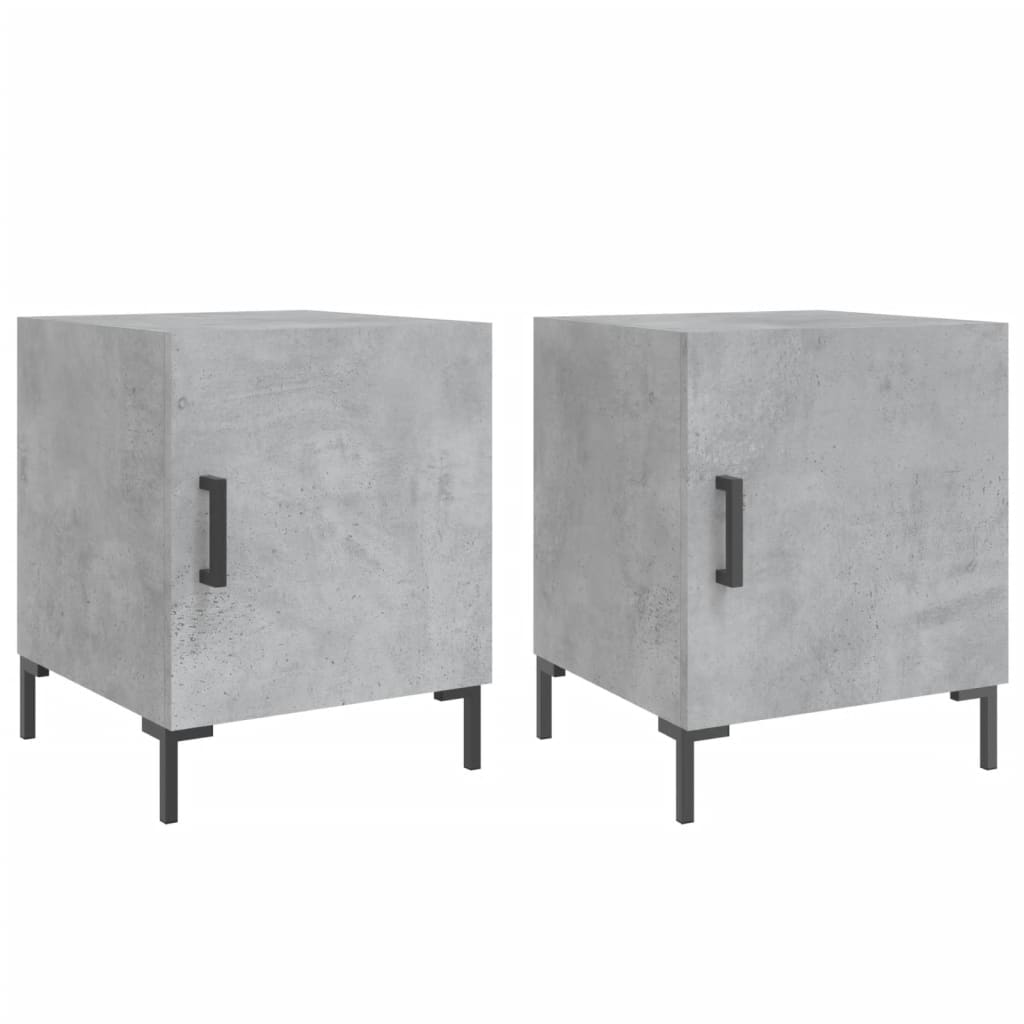 vidaXL Mesa cabeceira 2pcs 40x40x50 cm derivados madeira cinza cimento