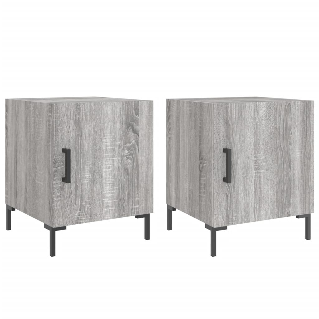 vidaXL Mesa cabeceira 2pcs 40x40x50 cm madeira processada cinza sonoma