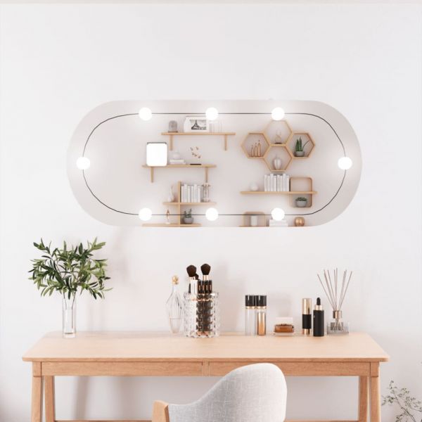 vidaXL Espelho de Parede Oval com Luzes led 25x60 cm Vidro - 2195426501