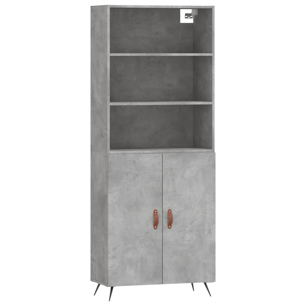 vidaXL Armário alto 69,5x34x180 cm derivados de madeira cinza cimento