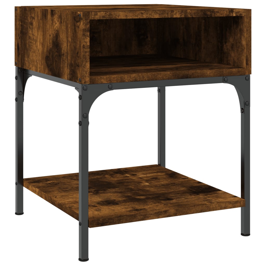 vidaXL Mesa de cabeceira 40x41x50 cm derivados madeira carvalho fumado