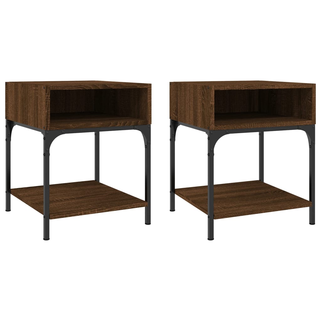 vidaXL Mesas cabeceira 2pcs 40x41x50cm deriv.madeira carvalho castanho