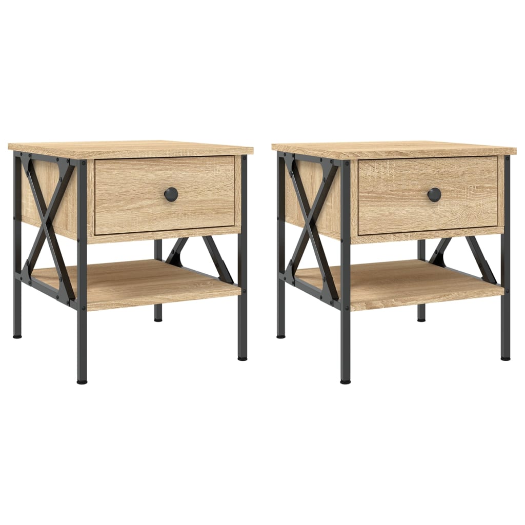 vidaXL Mesas cabeceira 2pcs 40x42x45 cm deriv. madeira carvalho sonoma