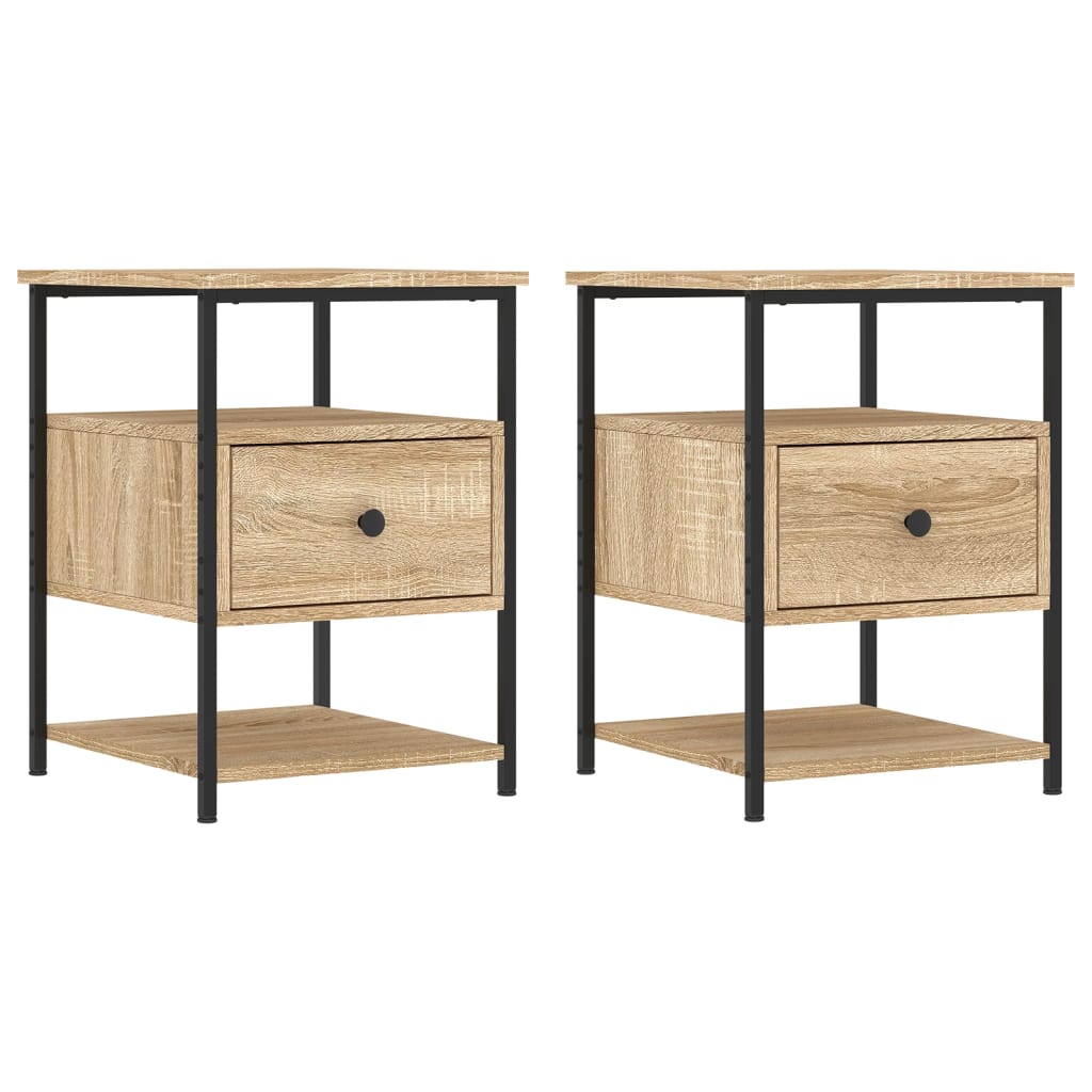 vidaXL Mesas de cabeceira 2 pcs derivados de madeira carvalho sonoma