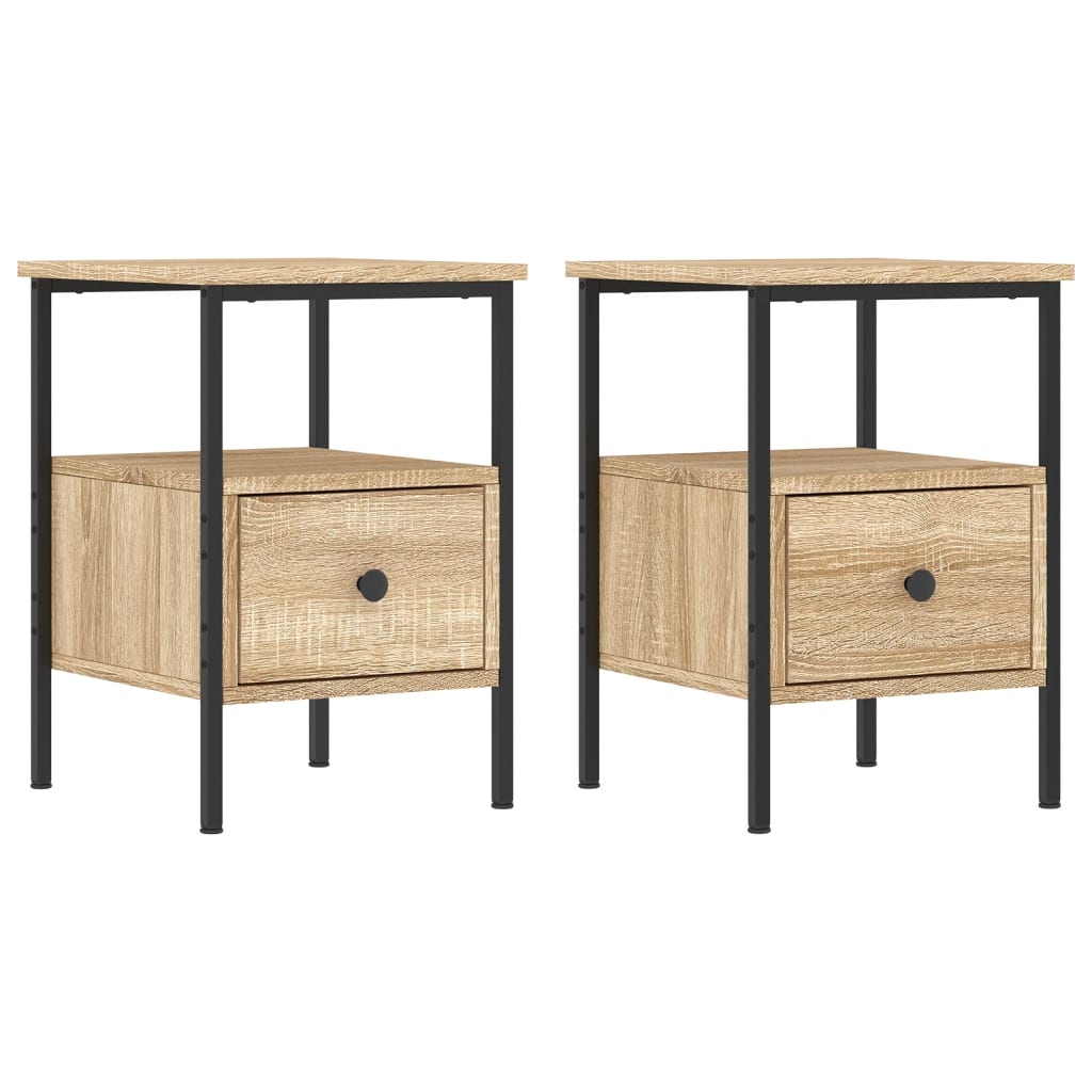 vidaXL Mesas de cabeceira 2pcs derivados de madeira carvalho sonoma