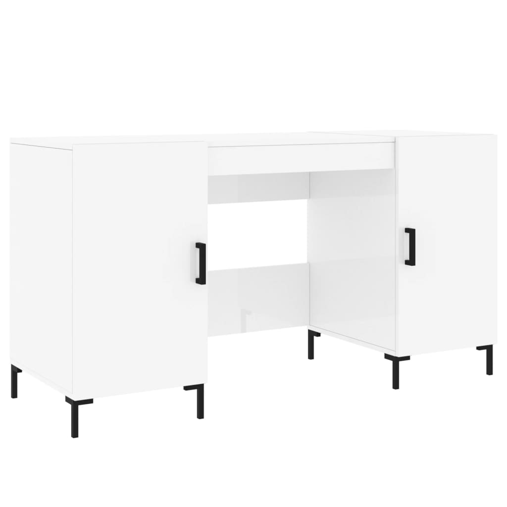 vidaXL Secretária 140x50x75 cm derivados de madeira branco brilhante