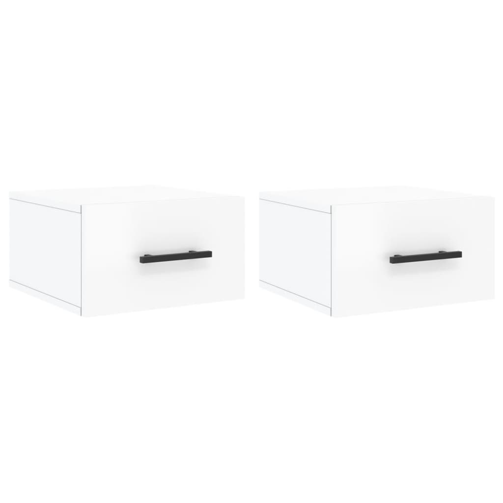 vidaXL Mesas de cabeceira parede 2 pcs 35x35x20 cm branco brilhante