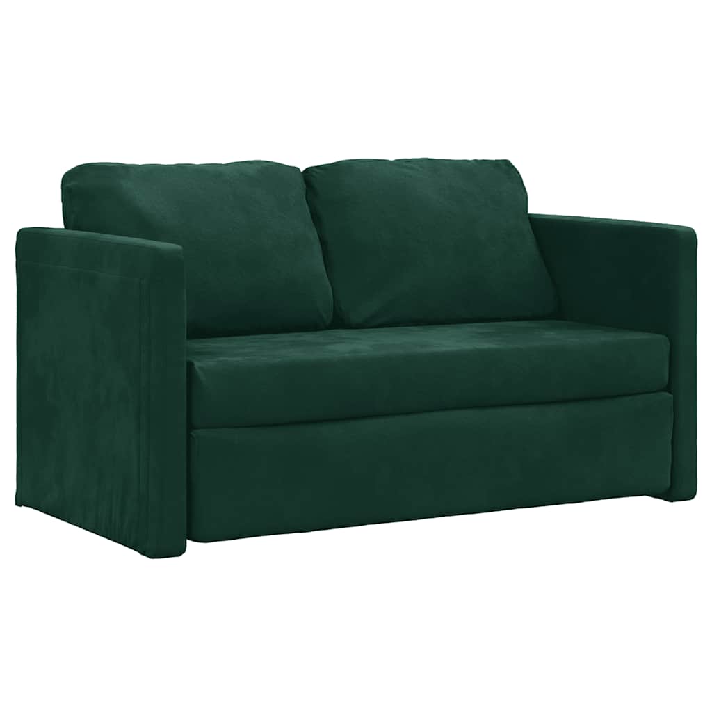 vidaXL Sofá-cama sem pés 122x204x55 cm veludo verde-escuro