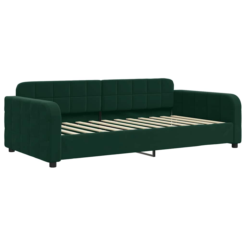 vidaXL Sofá-cama 100x200 cm veludo verde-escuro
