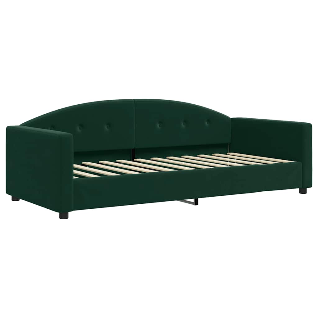 vidaXL Sofá-cama 90x200 cm veludo verde-escuro