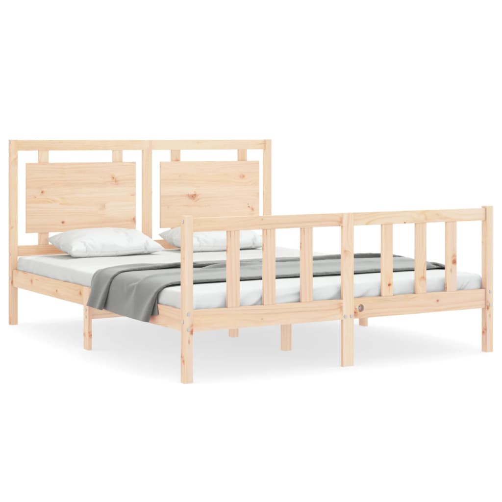 vidaXL Estrutura de cama King Size com cabeceira madeira maciça