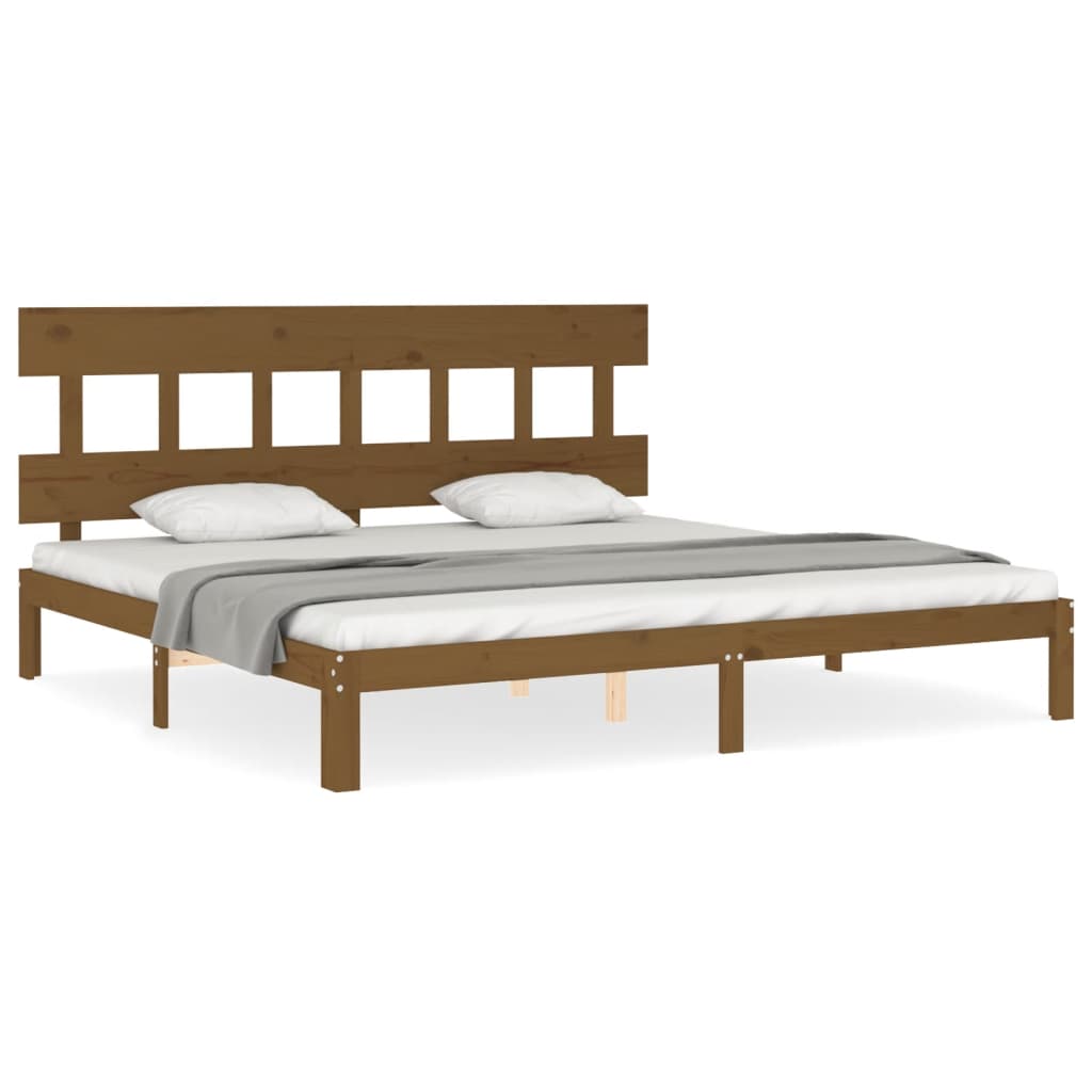 vidaXL Estrutura cama c/ cabeceira 200x200cm maciço castanho-mel