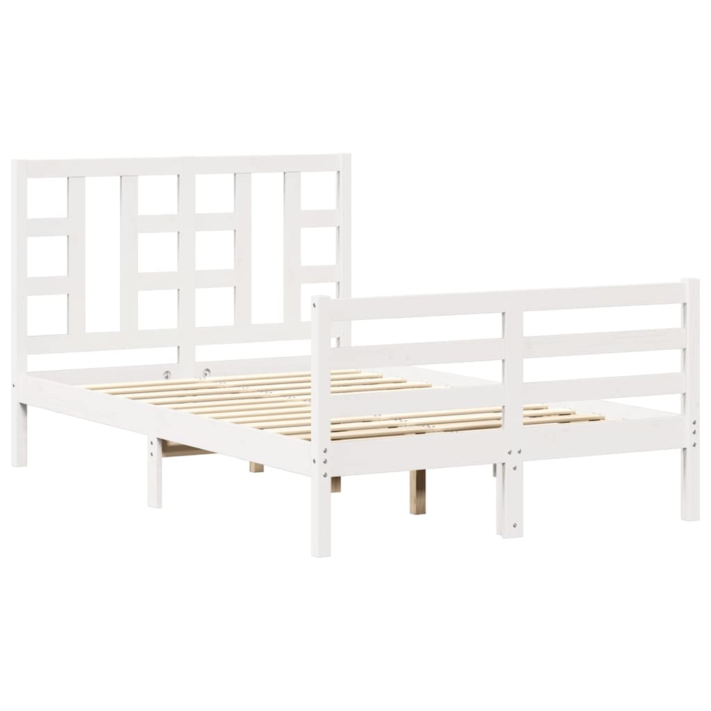 vidaXL Estrutura de cama com cabeceira 120x200cm madeira maciça branco