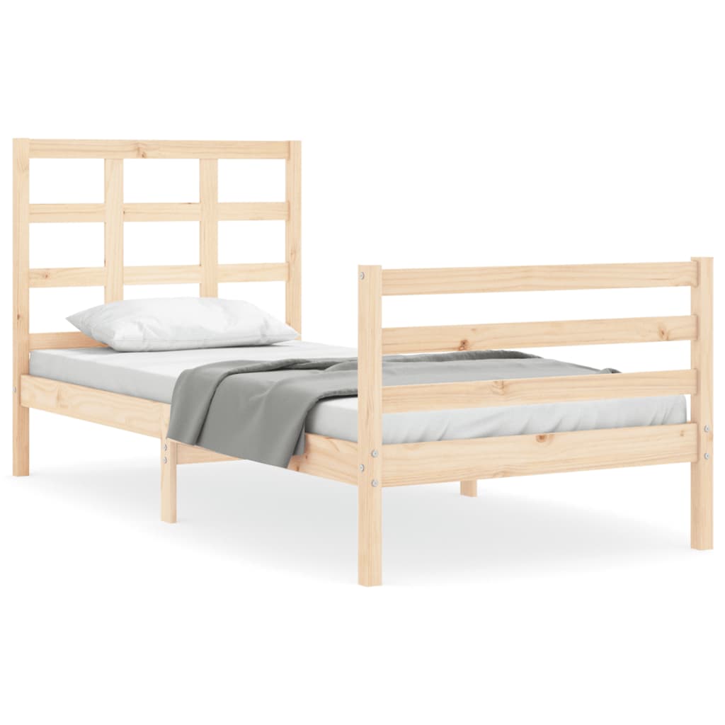 vidaXL Estrutura cama de solteiro c/ cabeceira madeira maciça