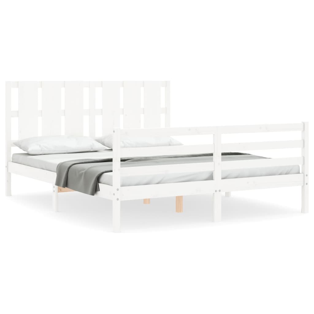 vidaXL Estrutura de cama com cabeceira 160x200 cm madeira maciça