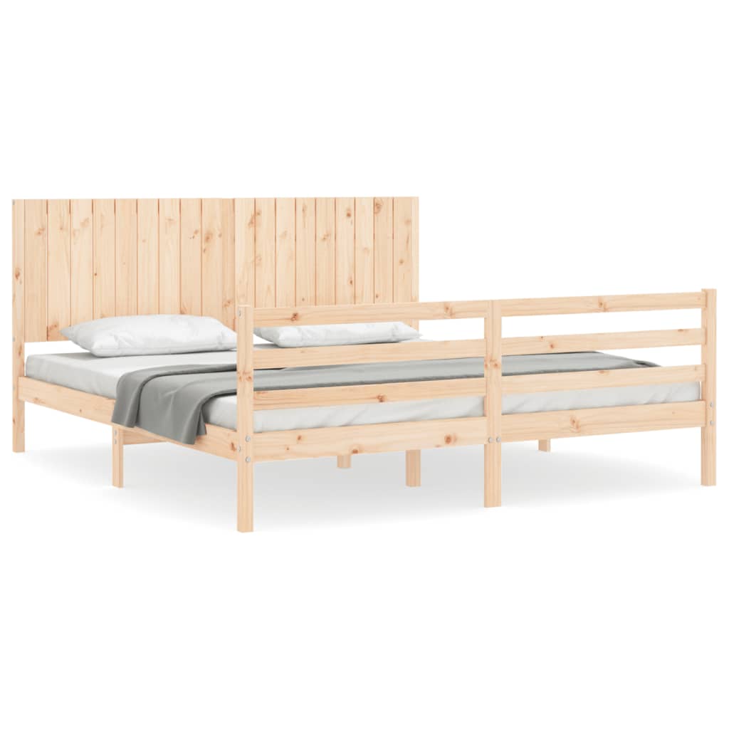 vidaXL Estrutura de cama Super King Size com cabeceira madeira maciça