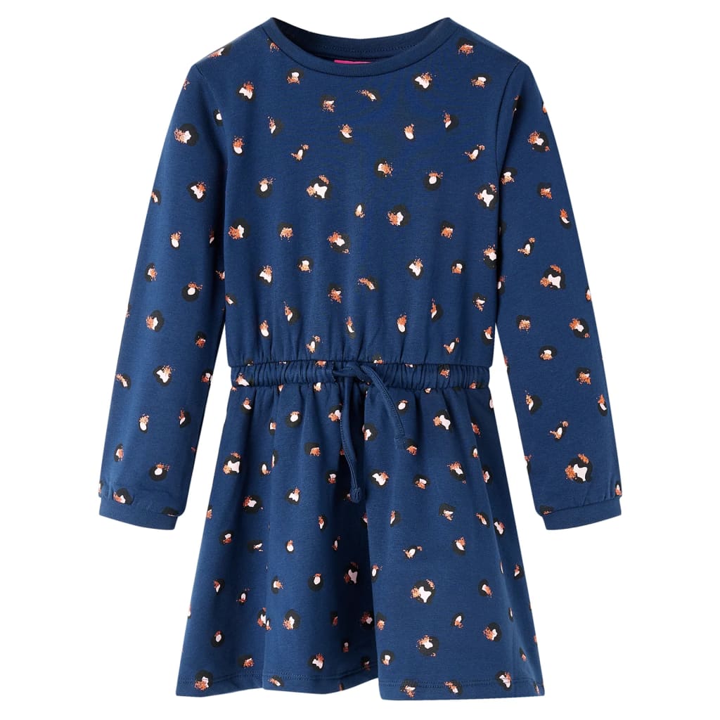Vestido de manga comprida para criança azul-escuro 128