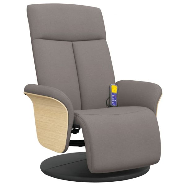 vidaXL Cadeira Massagens Reclin. com Apoio Pés Tecido Cinza-acastanhado - 366547794