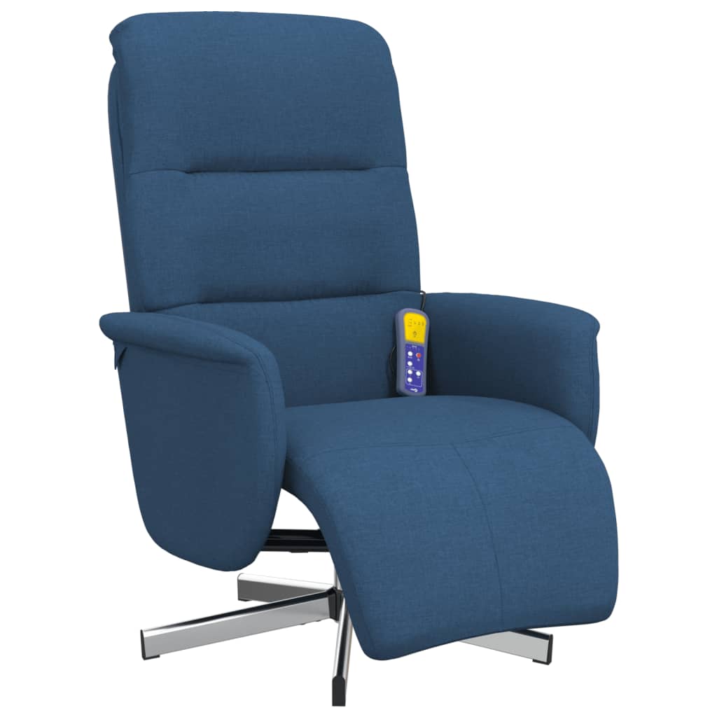 vidaXL Cadeira de massagens reclinável c/ apoio de pés tecido azul