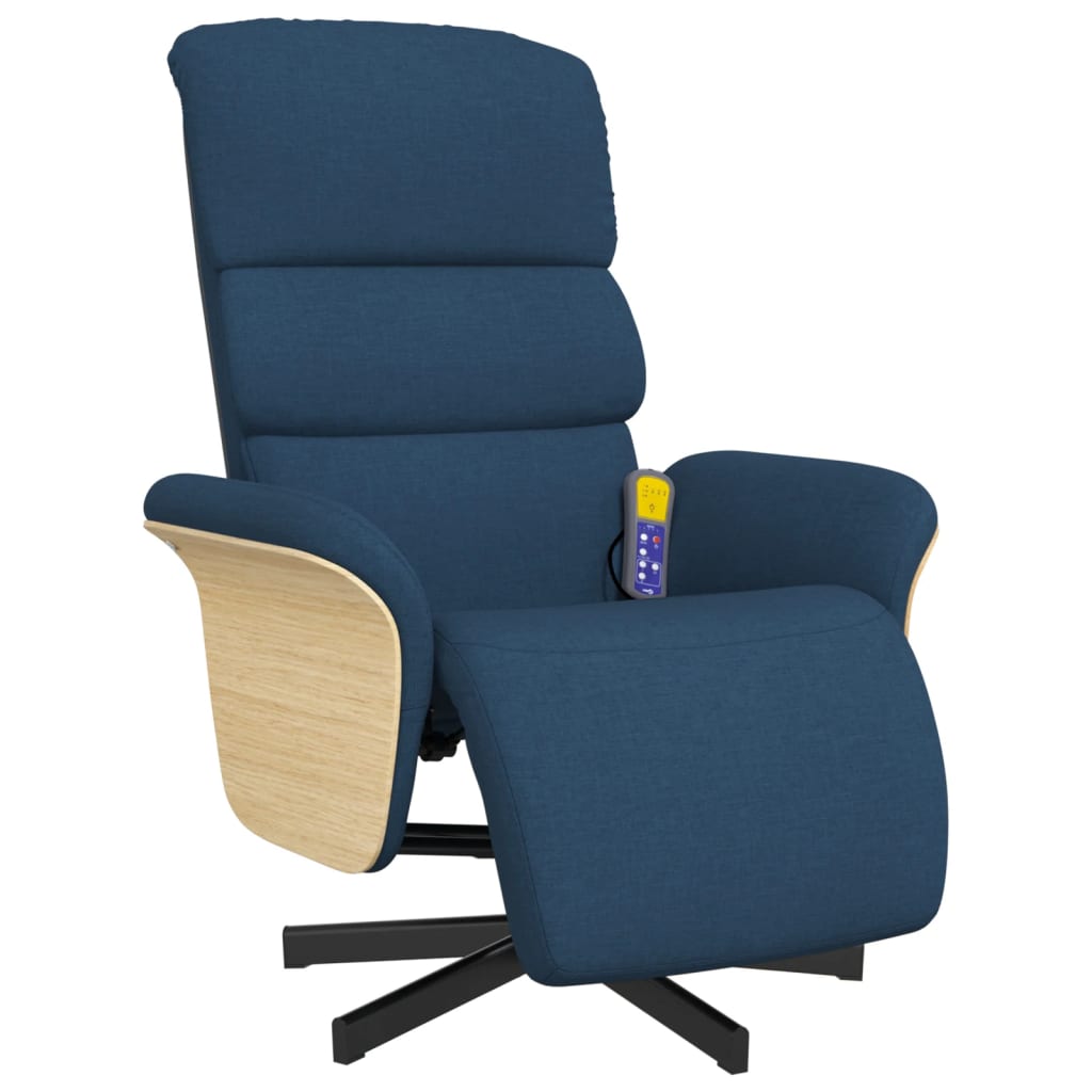 vidaXL Cadeira de massagens reclinável c/ apoio de pés tecido azul