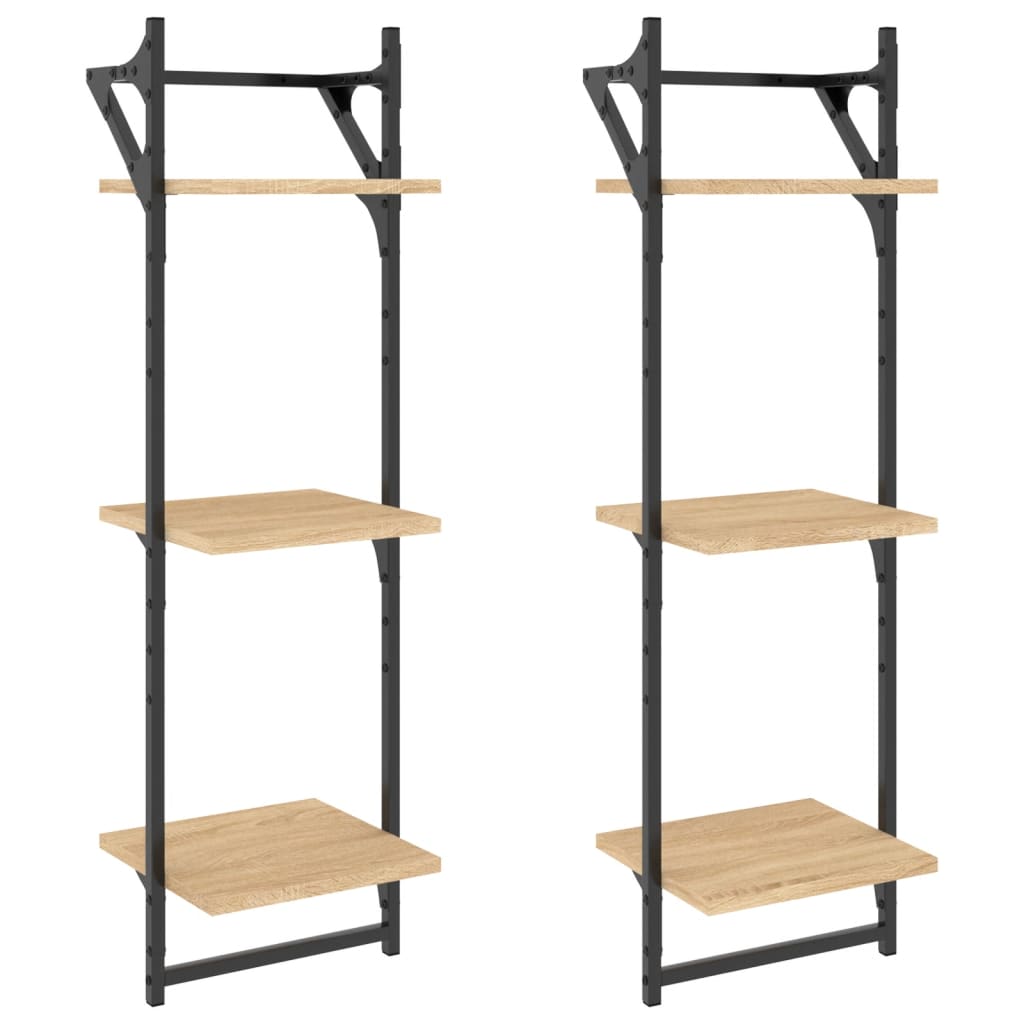 vidaXL Estante 3 prateleiras + barras 2pcs 30x25x100cm carvalho sonoma