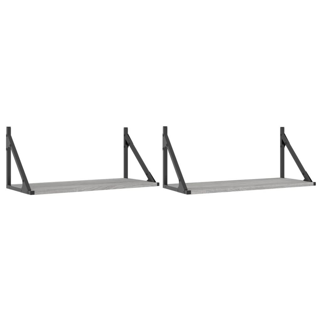 vidaXL Prateleiras de parede 2pcs derivados de madeira cinzento sonoma