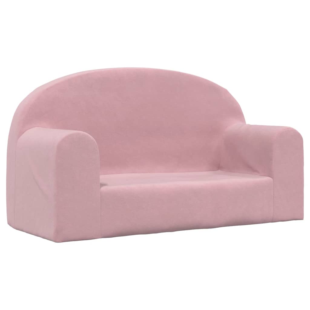 vidaXL Sofá infantil de 2 lugares pelúcia macia rosa
