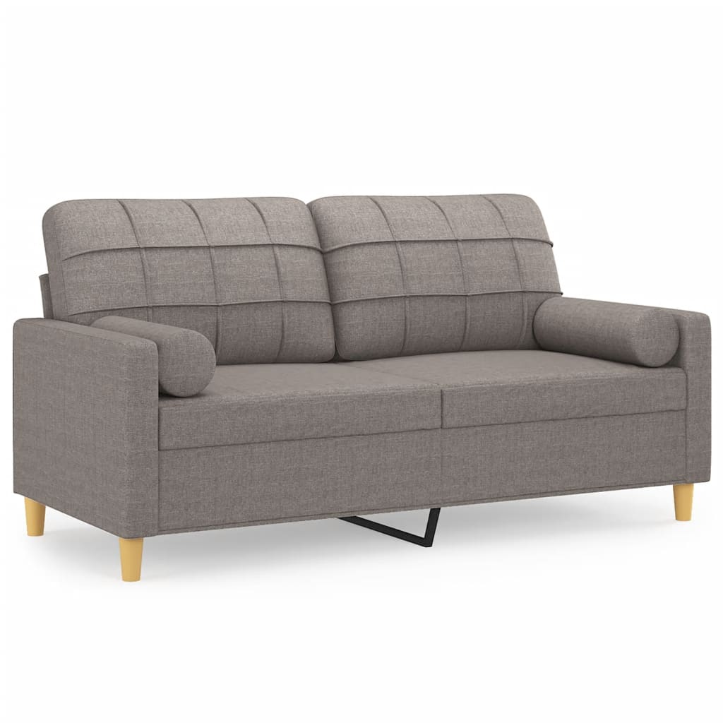 vidaXL Sofá 2 lug. +almofadas decoração 140cm tecido cinza-acastanhado