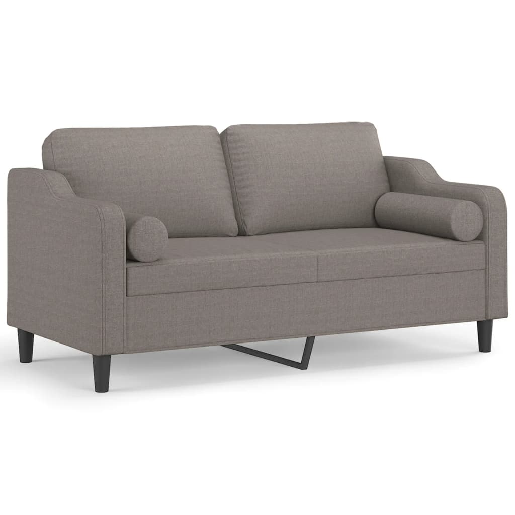 vidaXL Sofá 2 lug. +almofadas decoração 140cm tecido cinza-acastanhado