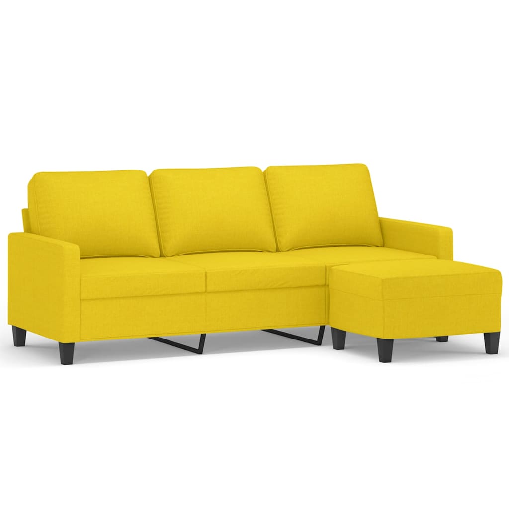 vidaXL Sofá de 3 lugares com apoio de pés 180 cm tecido amarelo-claro