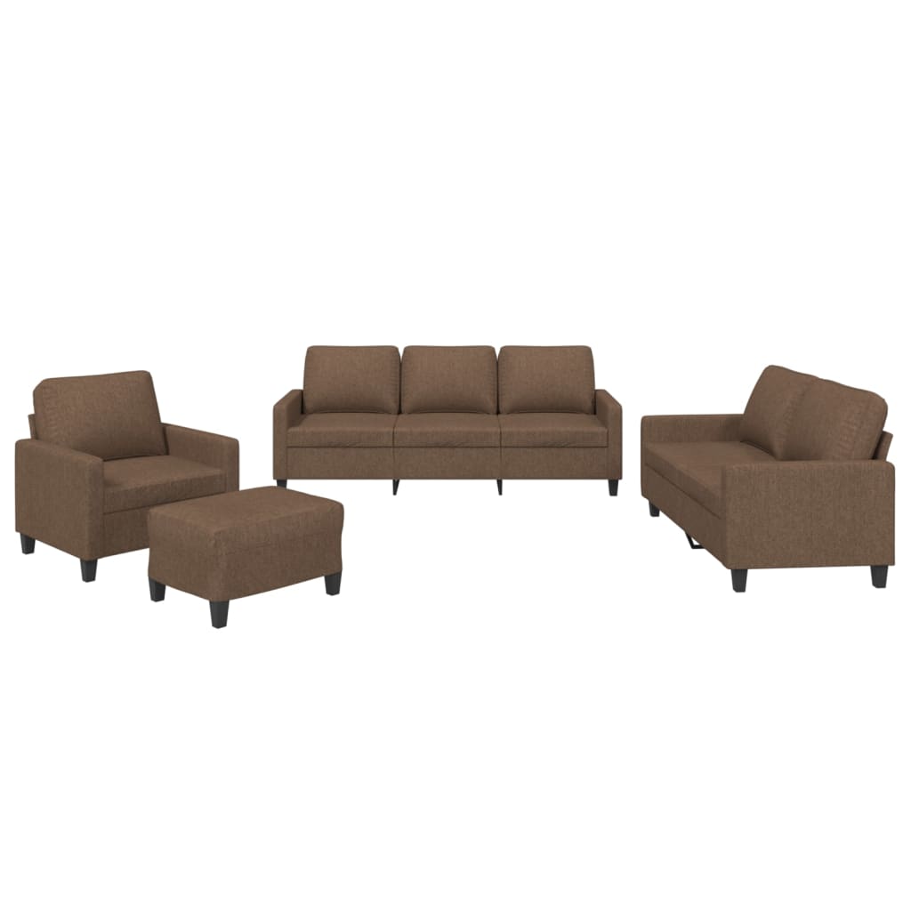vidaXL 4 pcs conjunto de sofás com almofadões tecido castanho