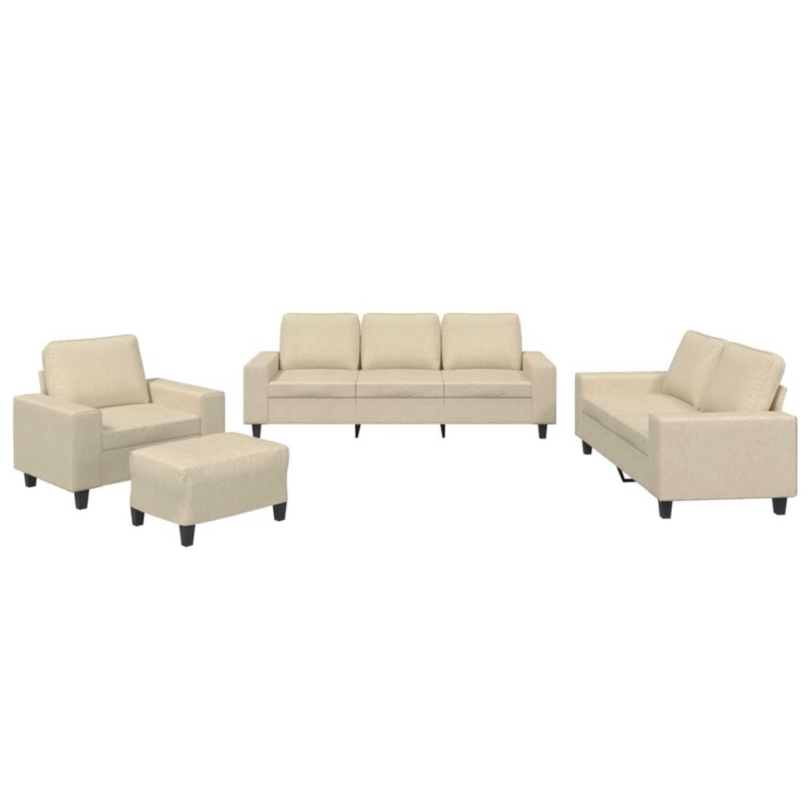 vidaXL 4 pcs conjunto de sofás tecido cor creme